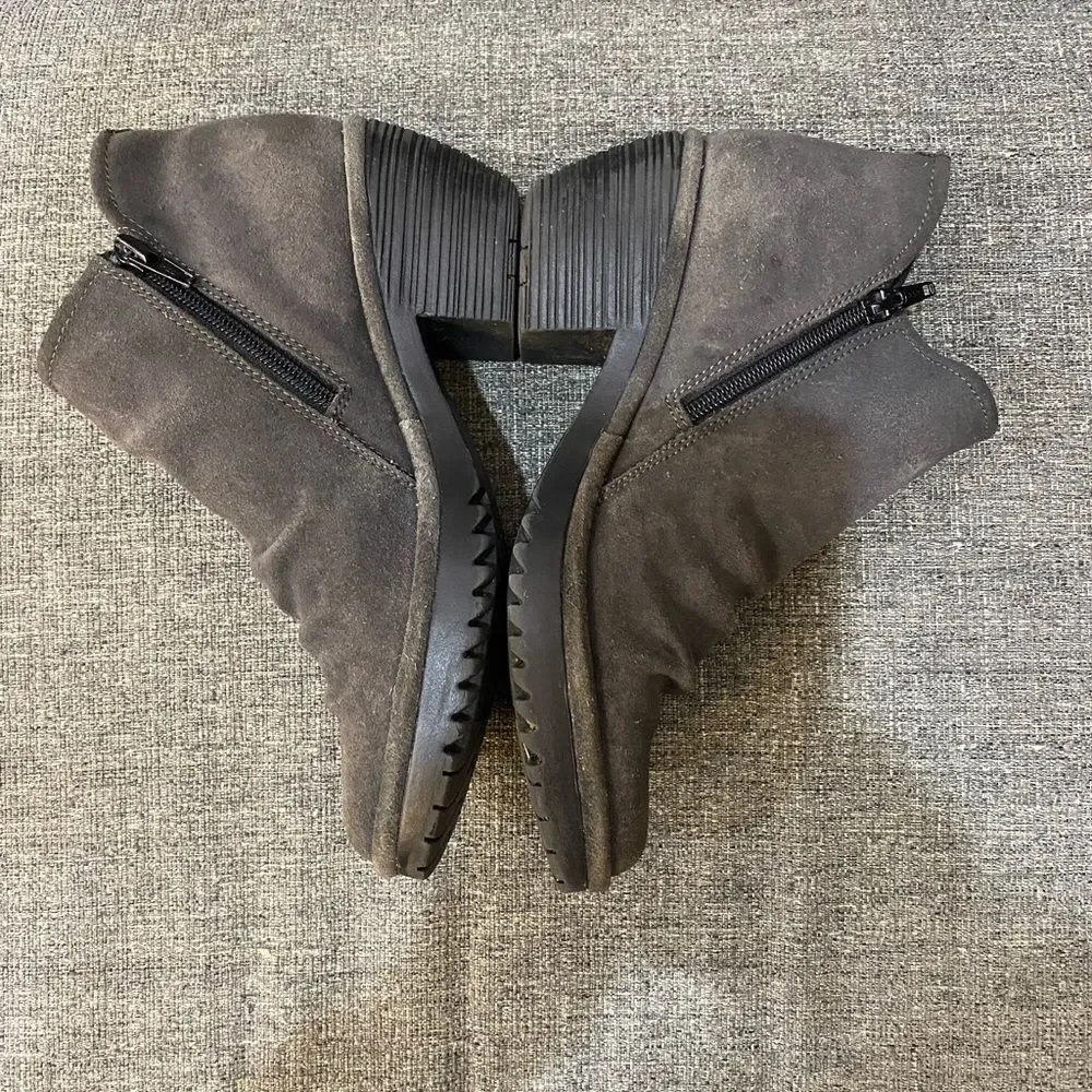 Fly London Wezo Ankle Heels Gray Leather Boots Women’s Size 39